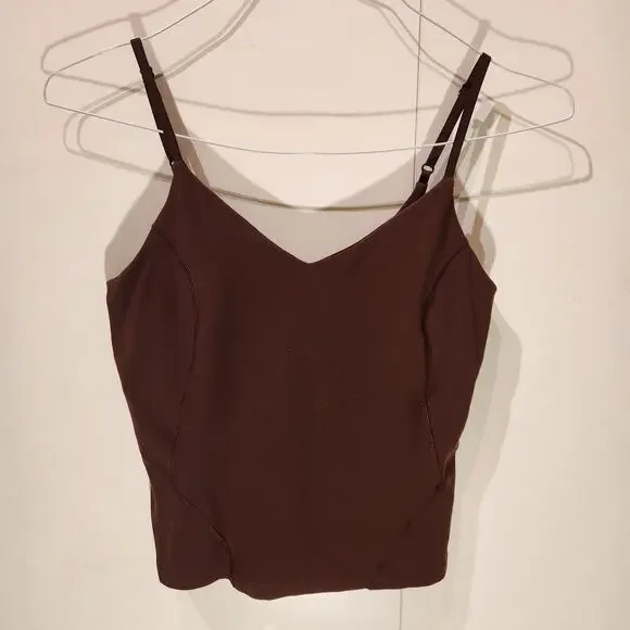 Lululemon Align Chocolate Brown Waist-Length Cami Tank Top Light Support Sz S - Picture 2 of 7